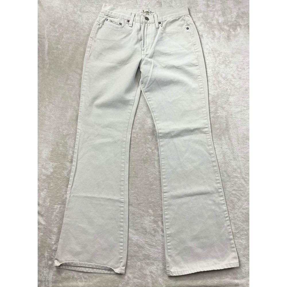 Vintage LEI Jeans Womens 3 Cream Off White Flare Leg High Rise Cotton 27x32